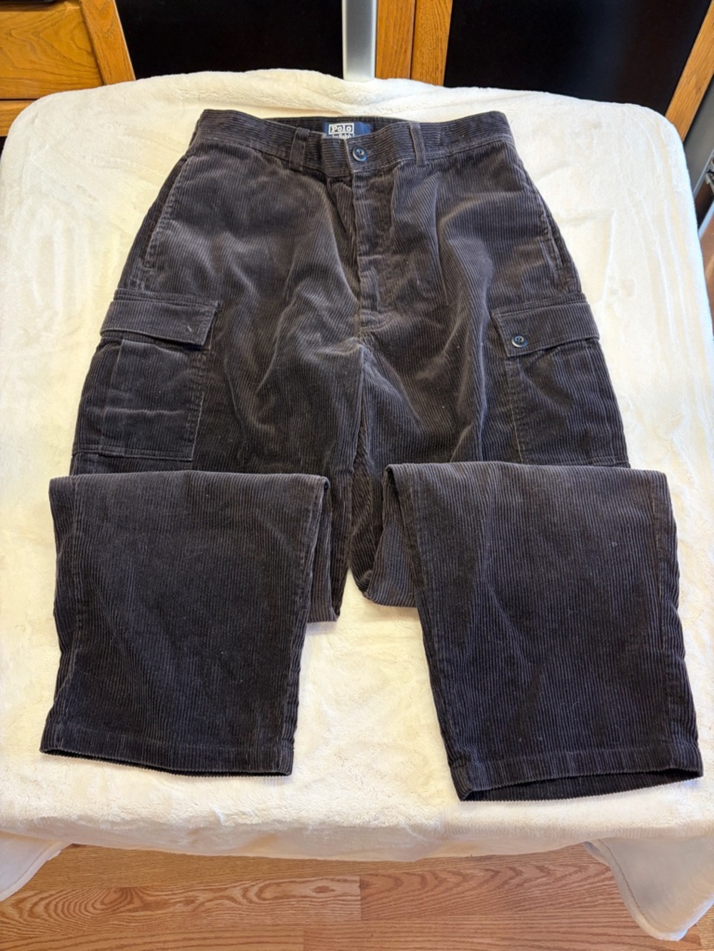 Vintage Polo Ralph Lauren Corduroy Cargo Pants Sz 34X30 Chocolate Brown 90’s Y2K